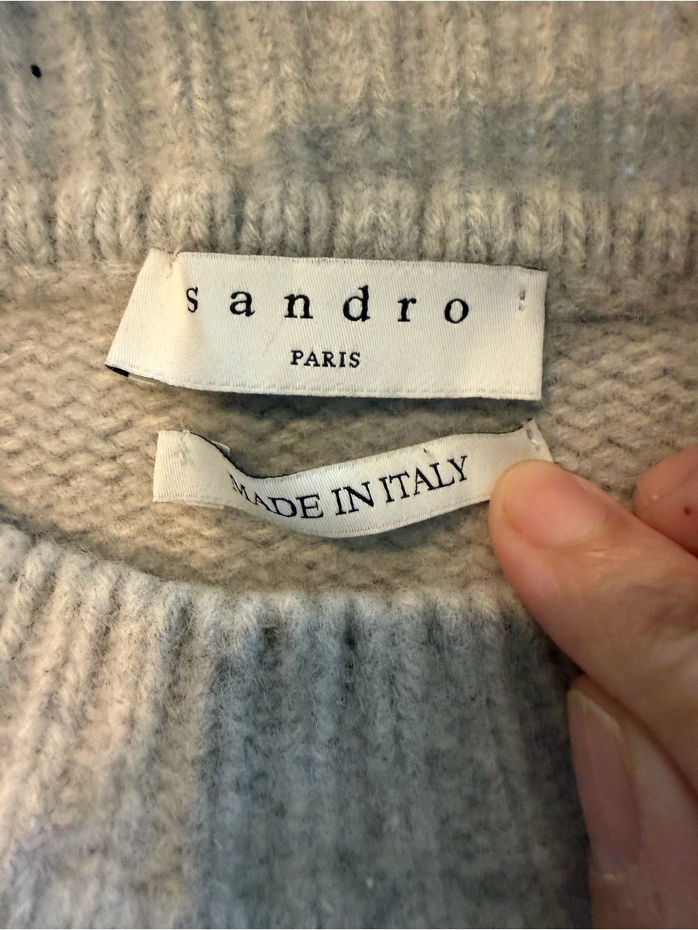 Sandro Paris Fabulous Graphic Wool Cashmere Crewneck Sweater Gray Womens XS S - Picture 6 of 6